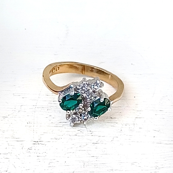 DAC Emerald and CZ Gold Ring - Picture 9 of 12